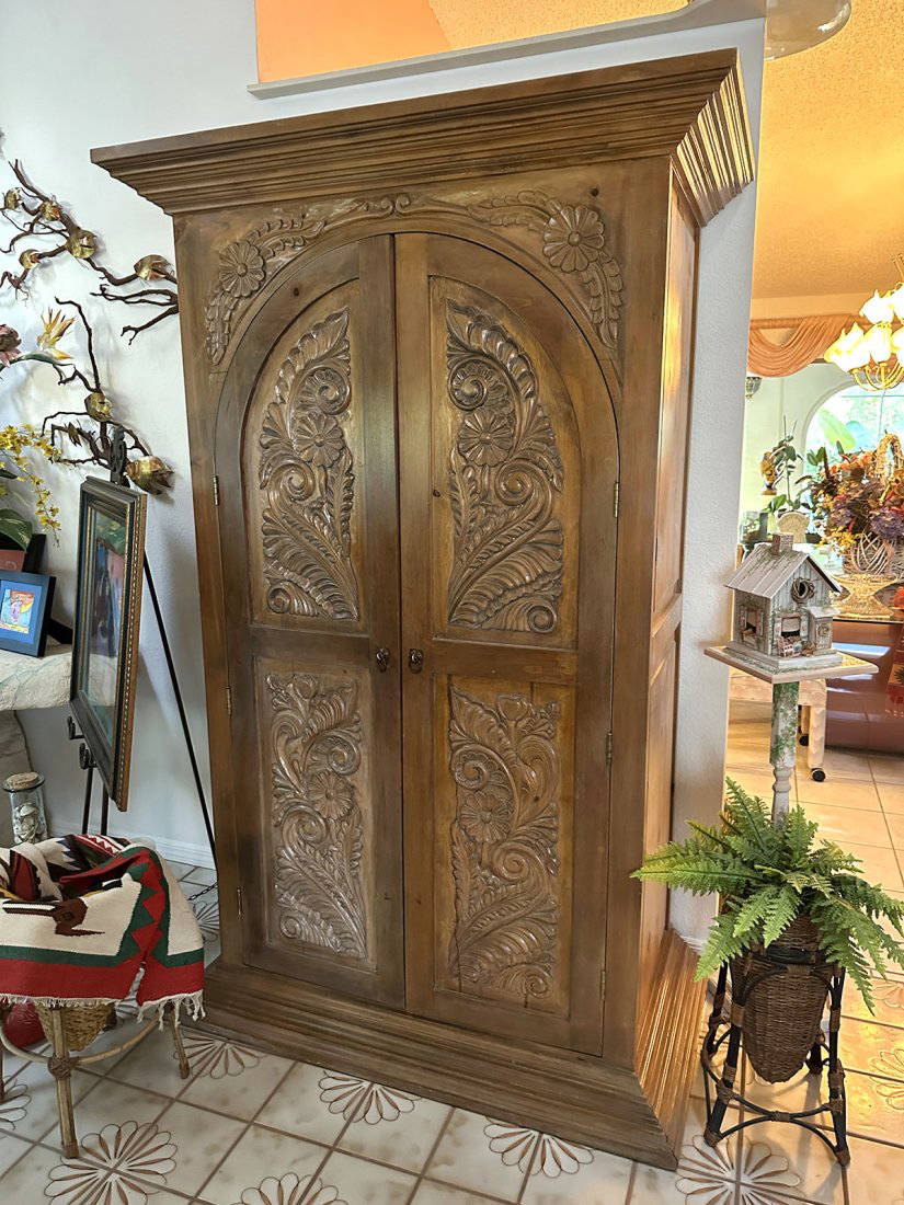 RICHLY CARVED MEXICAN PINE ARMOIRE Apr 15, 2023 Burchard Galleries Inc in FL