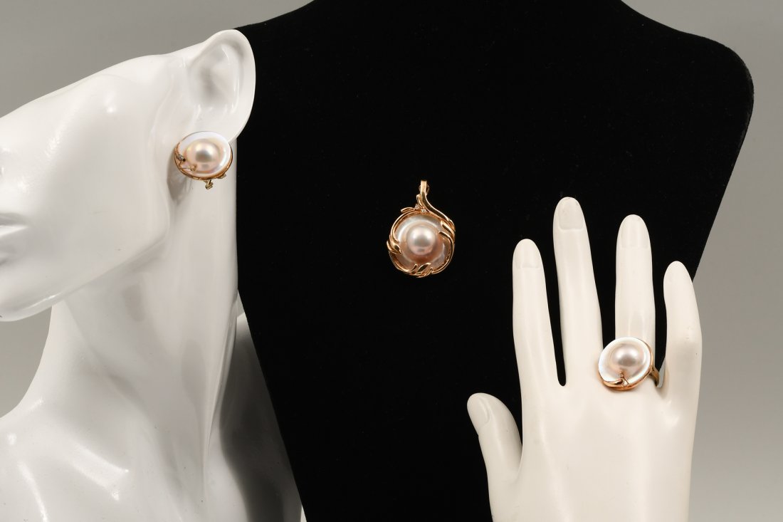 3PC 14K BLISTER PEARL & DIAMOND SUITE (1 of 6)