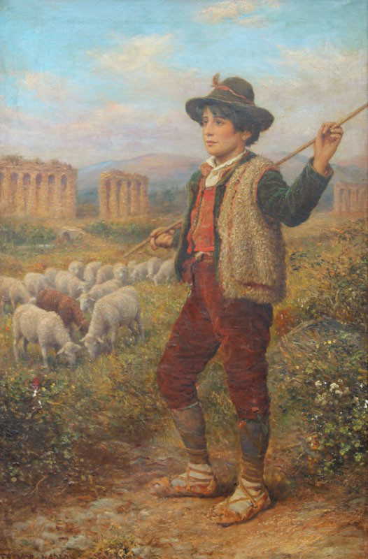 25: ARTHUR TREVOR HADDON SHEPHERD BOY SHEEP PAINTING