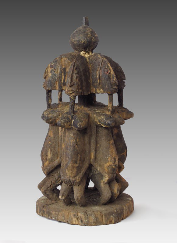 AFRICAN DOGON ANCESTRAL ALTAR PIECE, MALI: AFRICAN DOGON ANCESTRAL ALTAR PIECE, MALI: 6 Figures back to back to form circle base, approx. 24" x 12"