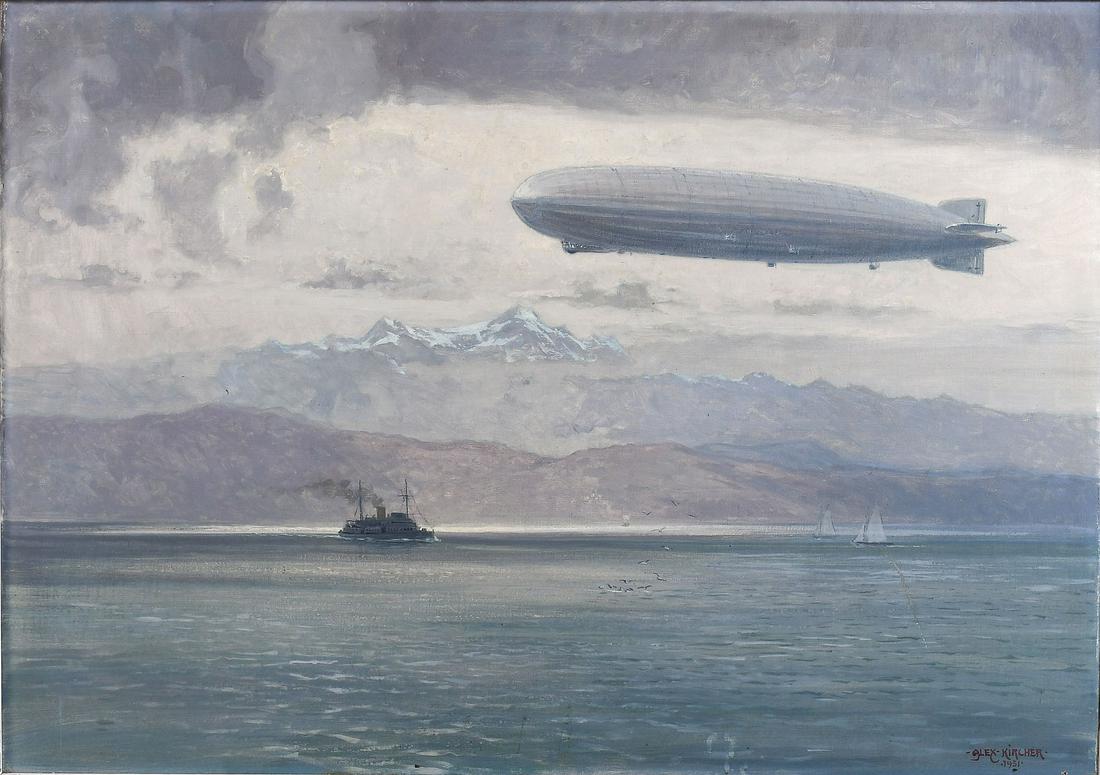 RARE ALEX KIRCHER GRAF ZEPPELIN PAINTING 1931 (1 of 4)