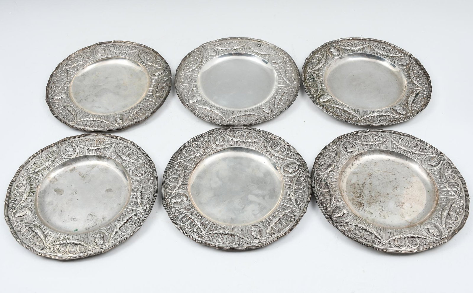 8 PC. GERMAN HANAU WOLF & KNELL SILVER PLATES (1 of 6)