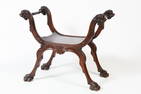 MAHOGANY SAVRONOLA CHAIR W/ ACANTHUS CARVING