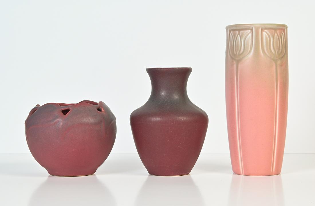 3 PC. ROOKWOOD & VAN BRIGGLE VASES (1 of 8)