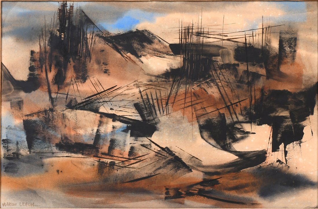 HILTON LEECH MID-CENTURY ABSTRACT PAINTING (1 of 3)