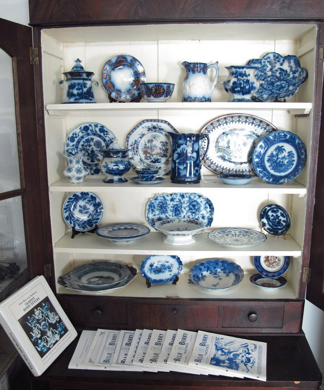 AN ASSEMBLED COLLECTION OF FLOW BLUE CHINA: AN ASSEMBLED COLLECTION OF FLOW BLUE CHINA: Approx. 30 pieces to include pitchers, covered jars, chargers, plates and bowls. In assorted motifs including Oriental, French and English. Sold with 7 copi