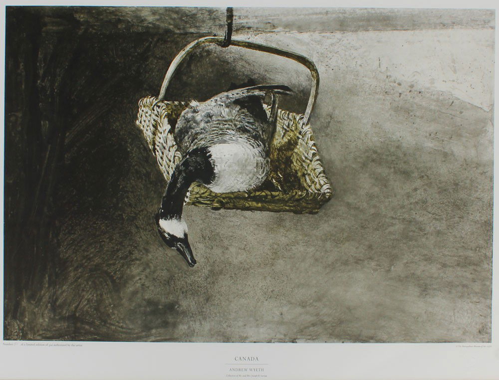ANDREW WYETH ''CANADA'' COLLOTYPE: WYETH, Andrew, (American, 1917-2009): ''Canada'', Collotype, sight size, 21'' x 31 1/2'', issued by the Metropolitan Museum of Art, 1976, blind stamp lower right, numbered 51/limited edition of 300, a