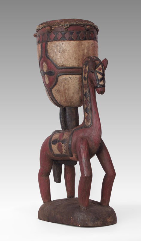 AFRICAN BAGA HORSE DRUM: AFRICAN BAGA HORSE DRUM 43" x 15" x 20"