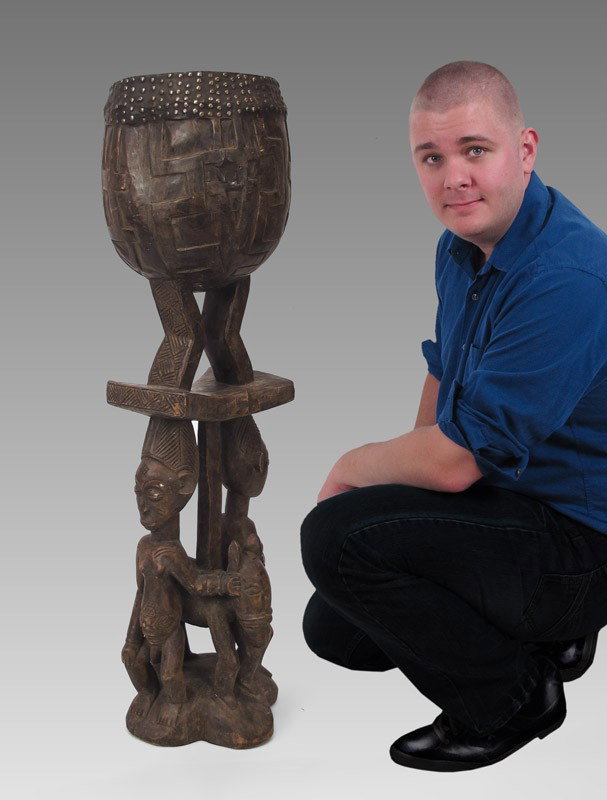 AFRICAN DEMOCRATIC REPUBLIC CONGO HEMBA POT/DRUM: AFRICAN DEMOCRATIC REPUBLIC OF CONGO HEMBA POT/DRUM 43" x 12" x 11"