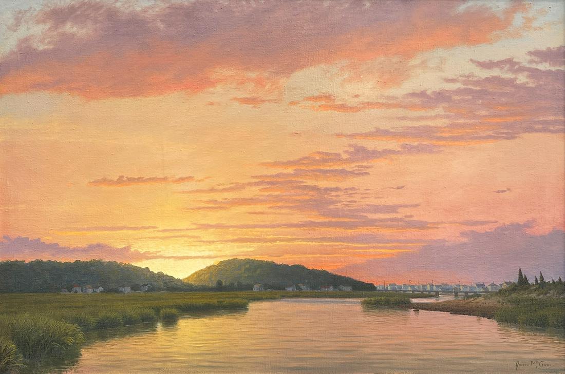 JOSEPH MCGURL DRAMATIC WATERWAY AT DAWN PAINTING (1 of 4)