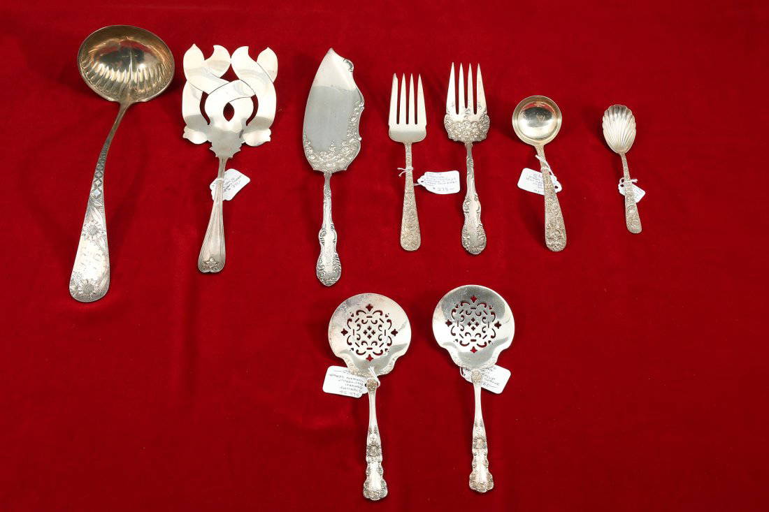 9 Pc. Sterling Silver Serving Pieces Auction