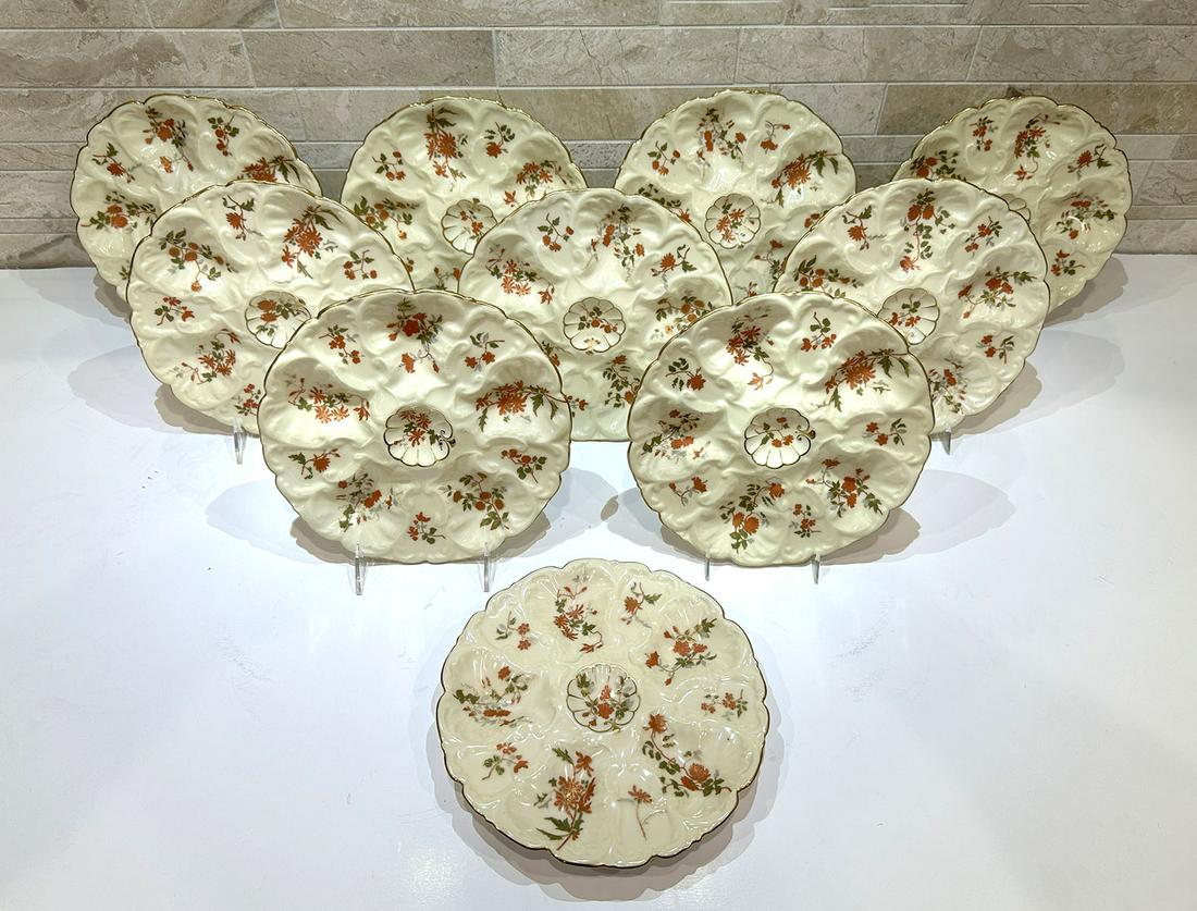 10 PC. RB PORCELAIN OYSTER PLATES (1 of 2)
