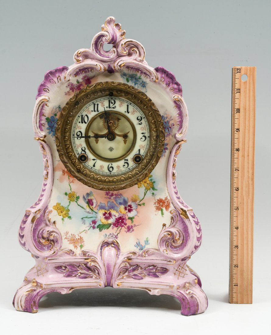 ANSONIA ROYAL BONN PORCELAIN MANTLE CLOCK (1 of 5)