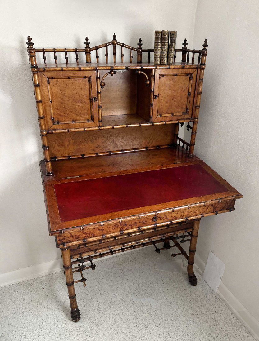 VICTORIAN FAUX BAMBOO AESTHETIC MOVEMENT DESK ATTRIB R.J. HORNER (1 of 9)