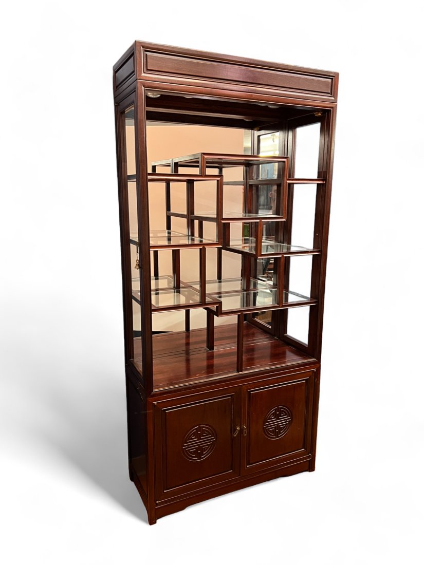 CHINESE ROSEWOOD MIRROR BACK ETAGERE (1 of 4)