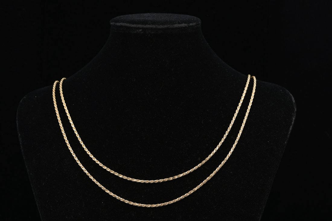 2 ITALIAN 14K GOLD DIAMOND SET ROPE CHAINS 24", 30" OR COMBINED TO 54" (1 of 5)