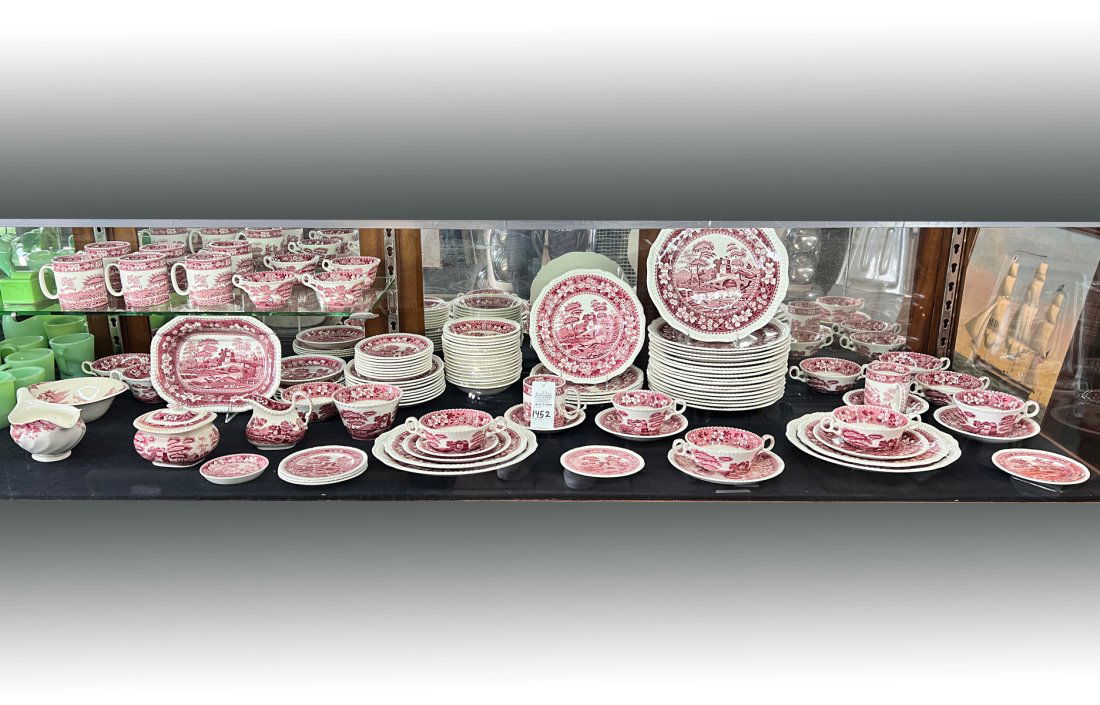ENGLISH SPODE "TOWER PINK" PATTERN CHINA SET (1 of 7)