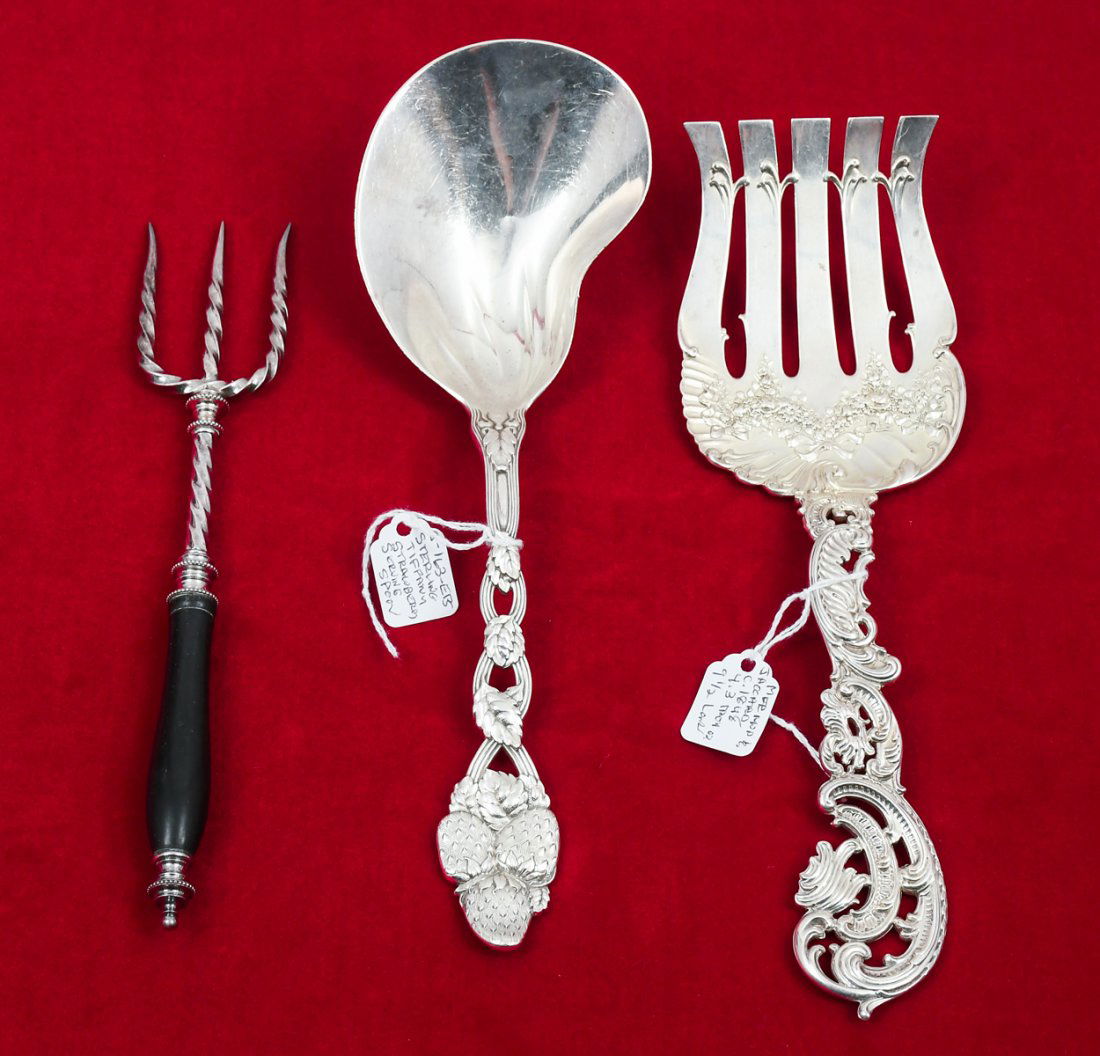 3 PC. STERLING SPOON, SERVER, & TRIDENT FORK (1 of 5)