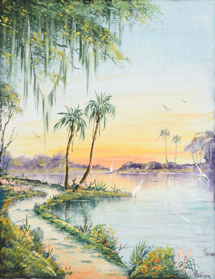 WALTER CHANNING ADDISON FLORIDA SUNSET PAINTING (1 of 3)