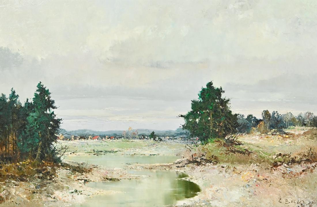 WILLI BAUER PASTORAL LANDSCAPE PAINTING WITH STREA (1 of 6)