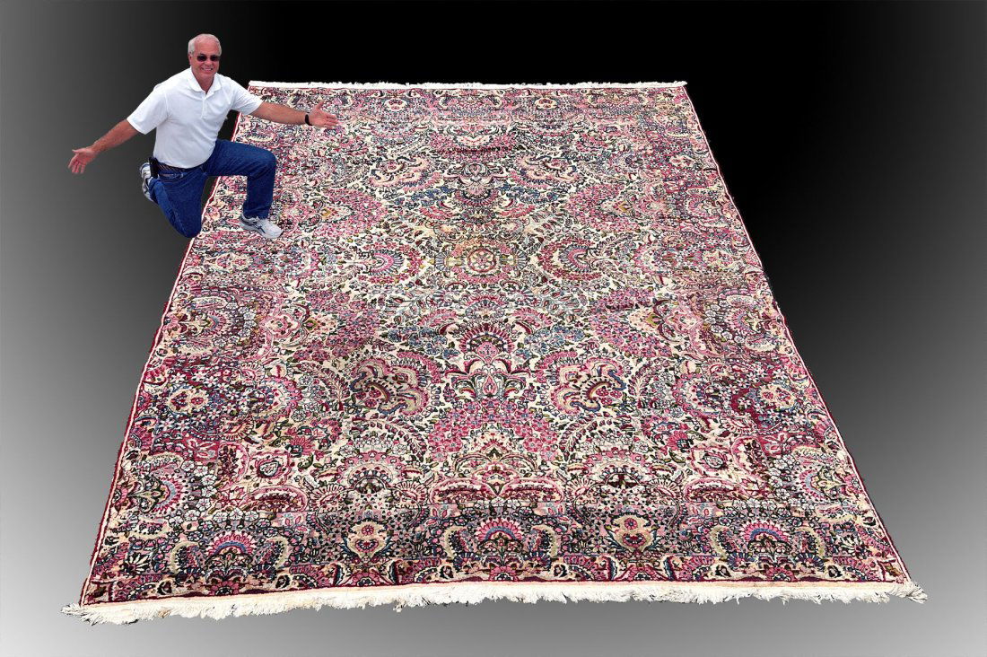 ESTATE HAND WOVEN ORIENTAL PERSIAN KERMAN WOOL CARPET (1 of 5)