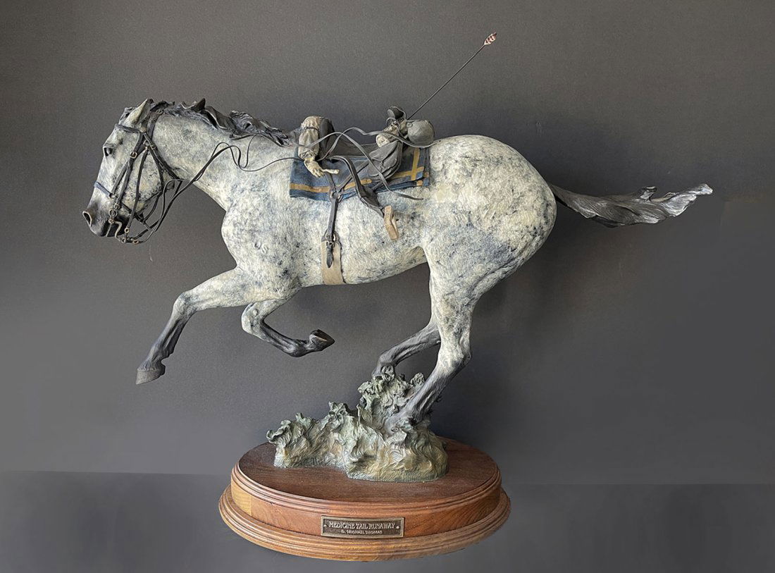 LARGE MICHAEL THOMAS PATINATED BRONZE HORSE SCULPTURE (1 of 5)