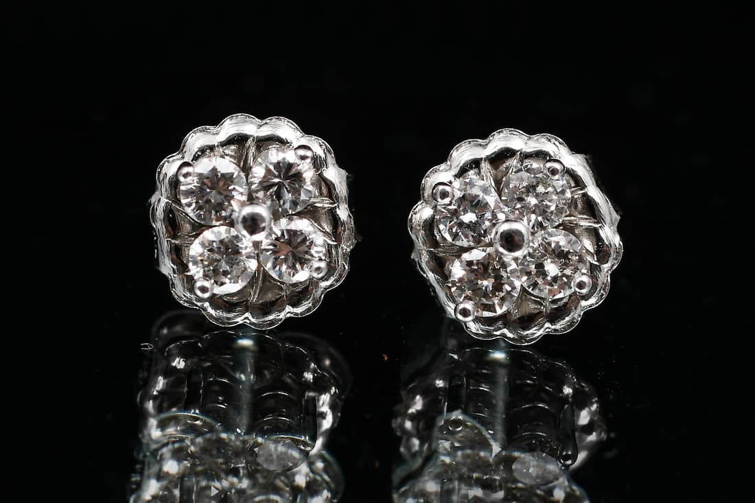 PLATINUM & DIAMOND STUD EARRINGS (1 of 4)