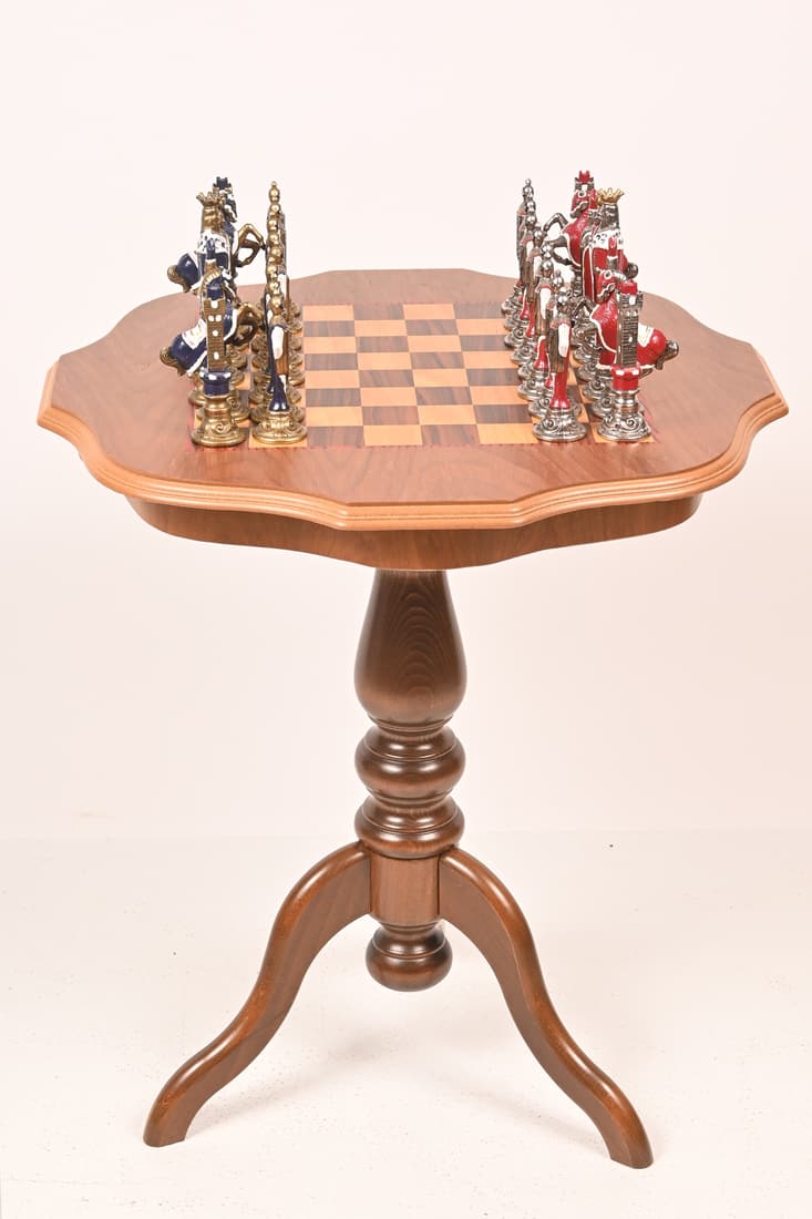 VINTAGE ITALIAN ENAMELED CHESS SET & CHESS TABLE (1 of 6)