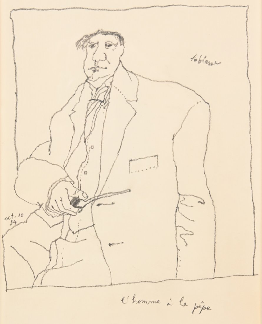 THEO TOBIASSE ORIGINAL DRAWING MAN WITH PIPE (1 of 6)
