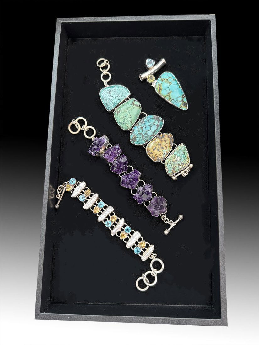 4 PC CHARLES ALBERT STERLING SILVER AND GEMSTONE JEWELRY (1 of 9)