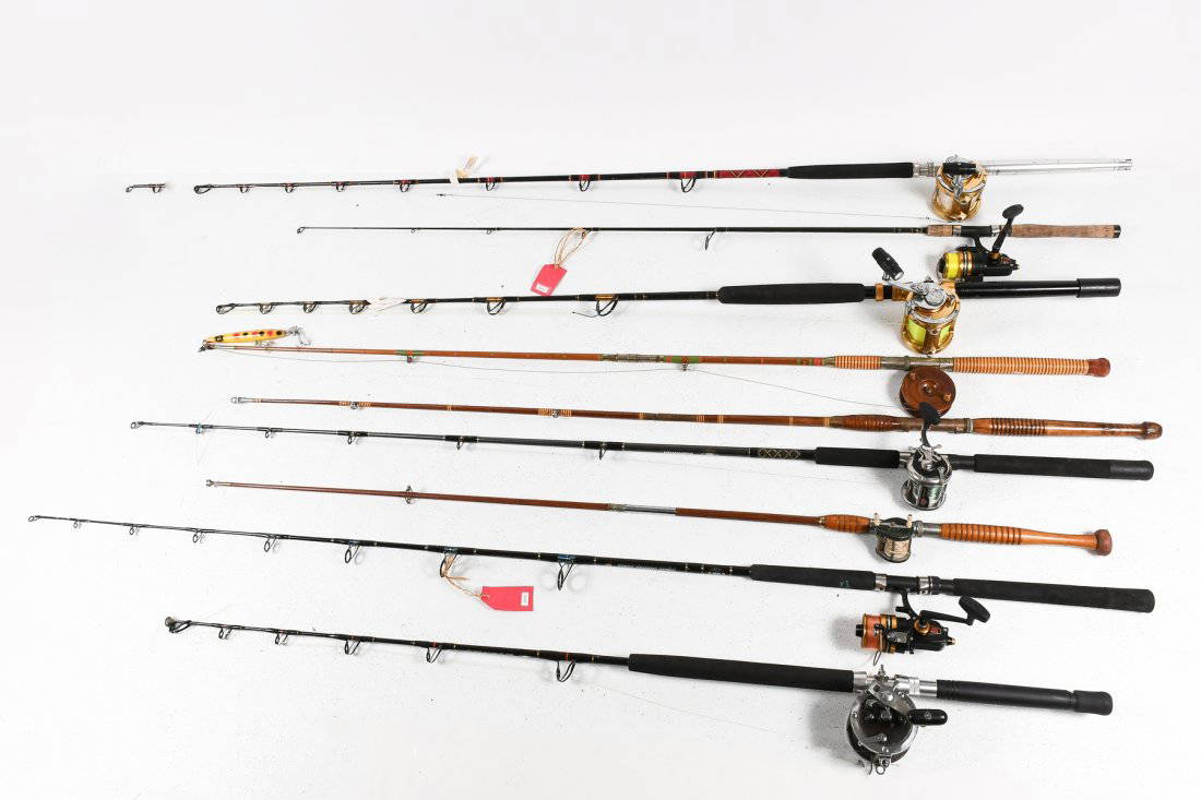 9 Fishing Rod Collection With Assorted Reels Auction