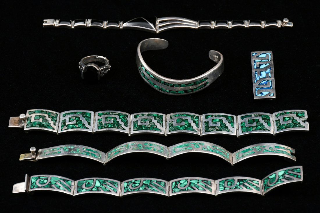 MEXICAN SILVER JEWELRY LOT (1 of 7)