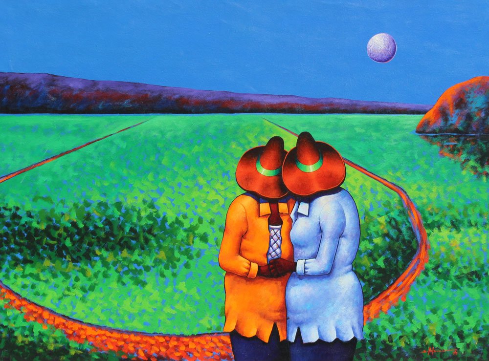 DIONISIO BLANCO DOMINICAN PAINTING: BLANCO, Dionisio, (Dominican Republic, 1953-): "Contacto de Sembradores", OIL/Canvas, Oil/Canvas, 30" x 40", signed lower right, signed and titled verso, framed, 36" x 45 1/2". Coral Gables Internatio