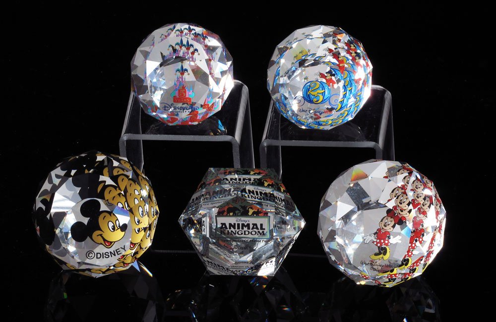 SWAROVSKI CRYSTAL WALT DISNEY PAPERWEIGHTS: SWAROVSKI CRYSTAL WALT DISNEY PAPERWEIGHTS: WALT DISNEY 1997 MICKEY MOUSE PAPERWEIGHT, 2 1/4", 9406 060 000 1 ? M1838; WALT DISNEY 1998 MINNIE MOUSE PAPERWEIGHT, 2 1/4", 9406 060 000 1 ? M5528; WALT D