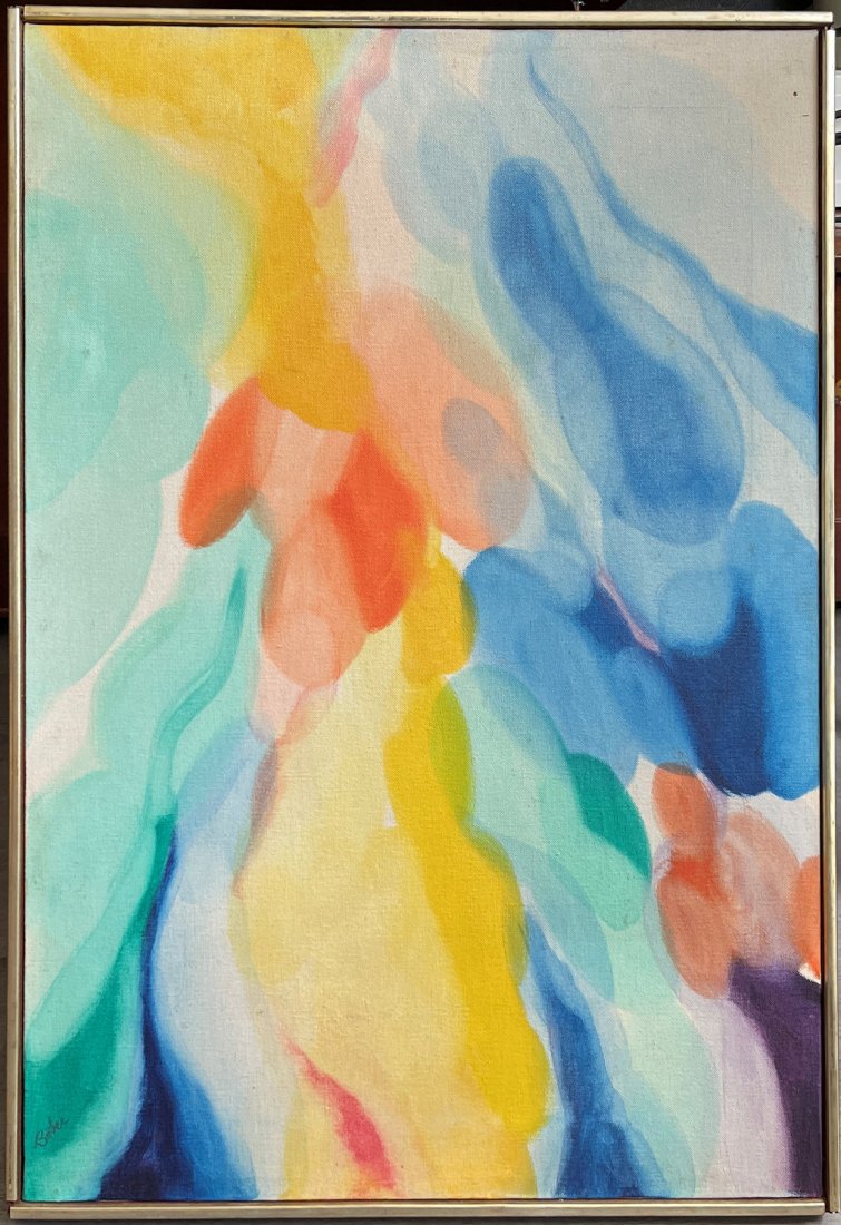 ALICE BABER PAINTING ''PATH TO THE LADDER'': BABER, Alice, (American, 1928-1982): ''Path to the Ladder'', Oil/Canvas, 24'' x 18'', signed lower left, signed and titled verso on the stretcher and canvas, dated 1972, framed, 24.75'' x 18.75''. Lab