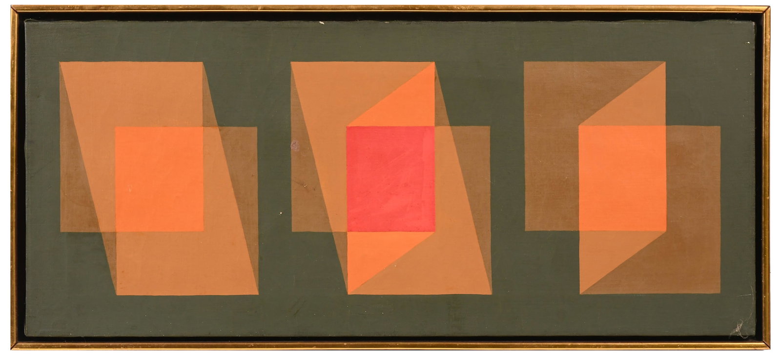 BEN CUNNINGHAM MID CENTURY ABSTRACT PAINTING: CUNNINGHAM, Ben, (American, 1904-1975): "Golden Section", Oil/Canvas, 12" x 28", Sachs label verso, framed, 13.25" x 29.25".