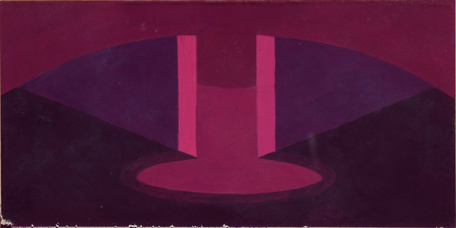 ROBERT BIDNER EXHIBITED PAINTING: BIDNER, Robert, (American, 1930-1983): "Number Sixty", Acrylic/Paper, 6" x 12", signed lower mid-margin, framed, 17" x 22". Exhibition label from Weatherspoon Annual Exhibition Art On Paper, 1967, as 
