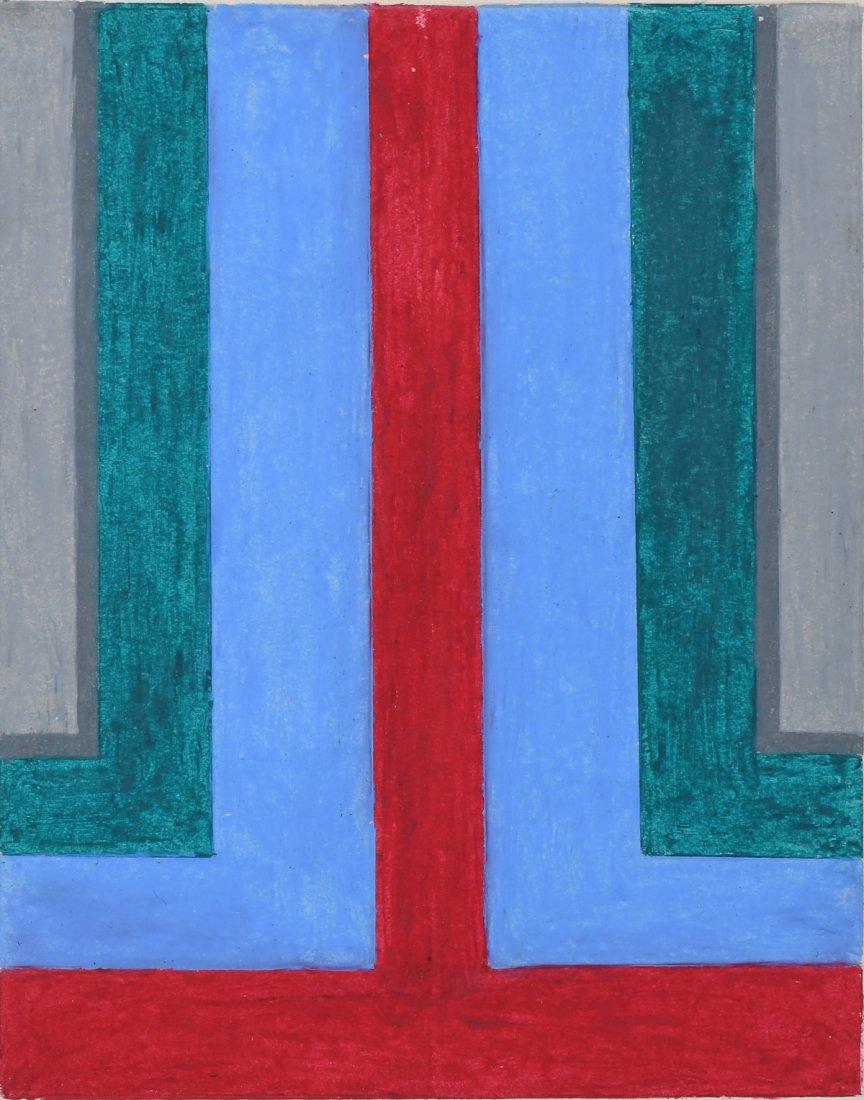 HOWARD MEHRING PAINTING MCM: MEHRING, Howard, (American, 19131-1978): Color Field Study, Gouache, sight size 9.5" x 8", without margins 9" x 7", monogramed lower left and dated '64, matted, 20" x 18.5". His work is in the collect