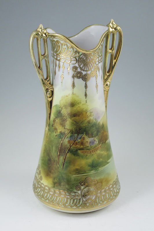 143 SCENIC HAND PAINTED NIPPON VASE