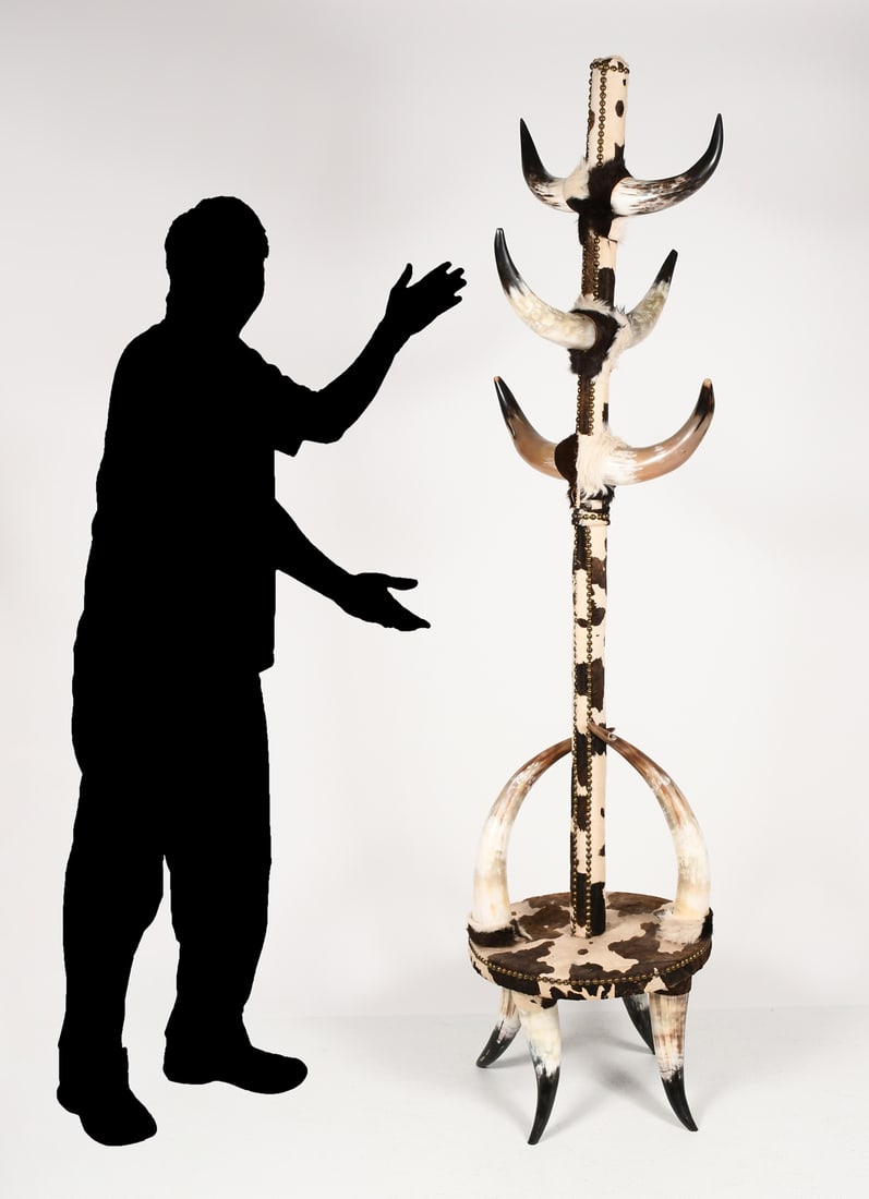 Wenzel Friedrich Style Cow Horn Hat Rack Auction