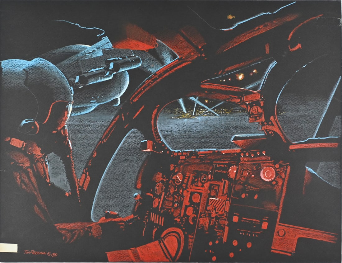 TOM FREEMAN NIGHT OPS PAINTING: FREEMAN, Tom, (American, 1952-2015): ''Night Ops'', Pastel, 15.5'' x 20'', unframed.
