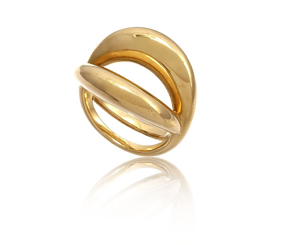 MAUBOUSSIN PARIS 18K GOLD RING 11.6 grams SZ 7: FRENCH MAUBOUSSIN PARIS CONTEMPORARY DESIGN RING: 18K yellow gold ring, signed Mauboussin Paris. Size 7. Weight: 11.6 grams.
