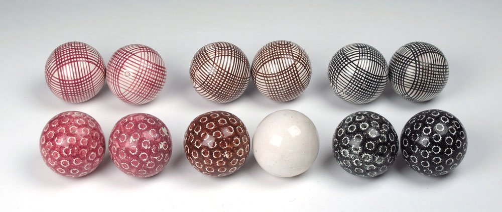 GROUP OF 12 CARPET BALLS: GROUP OF 12 CARPET BALLS: For the Victorian game of carpet bowling. Each approx. 3'' dia.