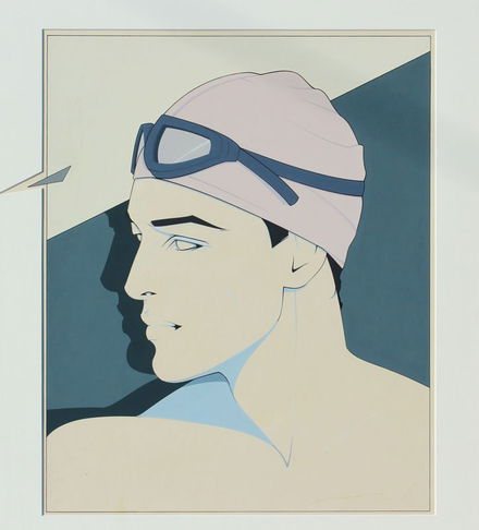 130 Rare Original Patrick Nagel Painting Male Swimmer Jul 22 2012 Burchard Galleries Inc In Fl