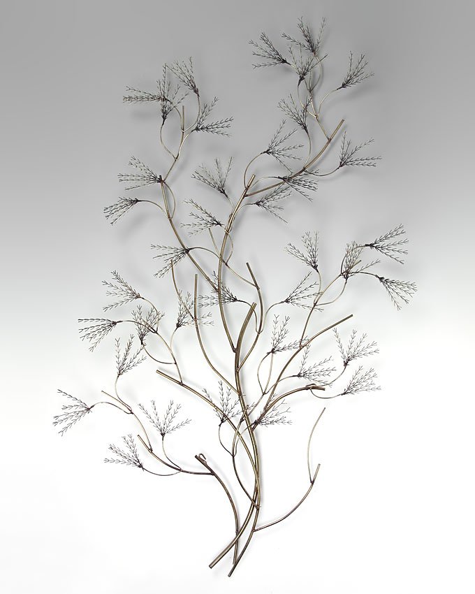 CURTIS JERE ART METAL TREE BRANCH SCULPTURE: CURTIS JERE ART METAL TREE BRANCH SCULPTURE, Approx., 51" h. x 32" w, signed and dated 1979.