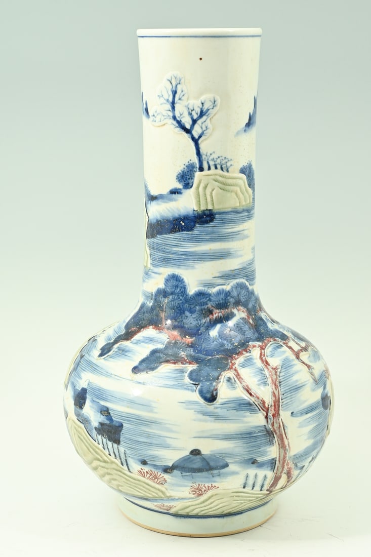CHINESE BLUE & WHITE PORCELAIN FIGURAL VASE (1 of 6)