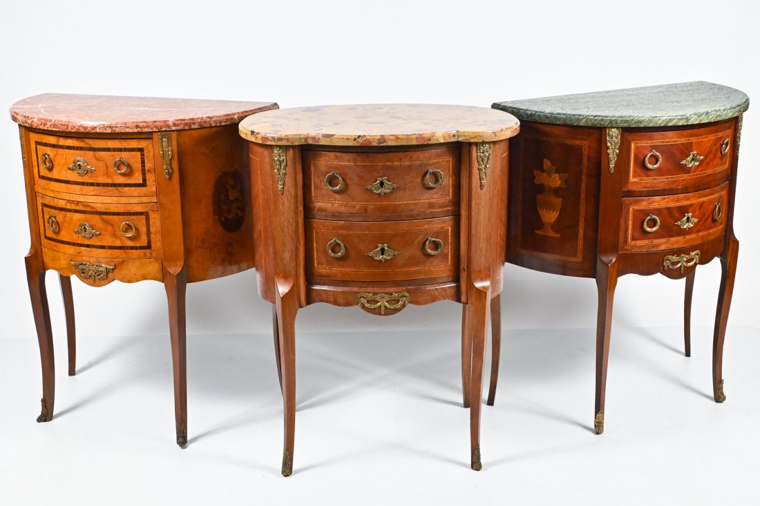 3 INLAID MARBLE TOP 2 DRAWER COMMODES (1 of 7)