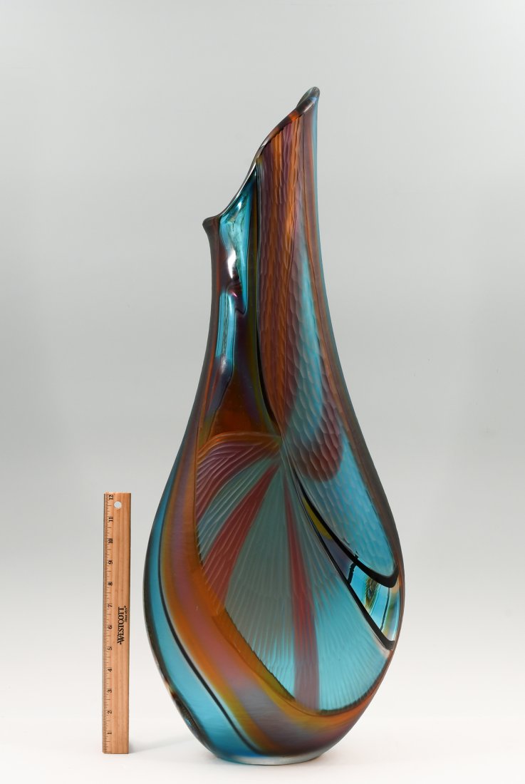 LARGE AFRO-CELOTTO MURANO ITALY ART GLASS VASE (1 of 6)