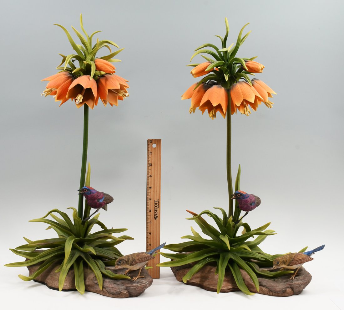 PAIR OF BOEHM PORCELAIN VARIED BUNTINGS SCULPTURE (1 of 7)