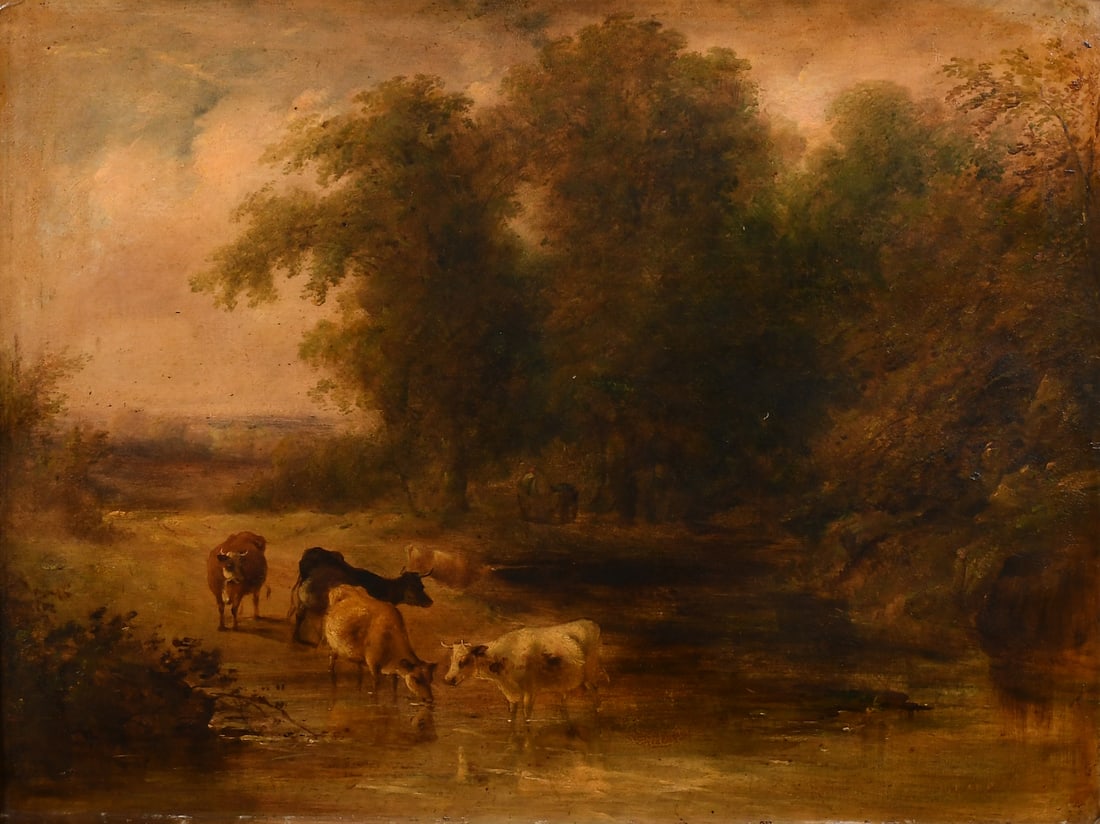 HENRY EARP CATTLE WATERING PAINTING (1 of 6)